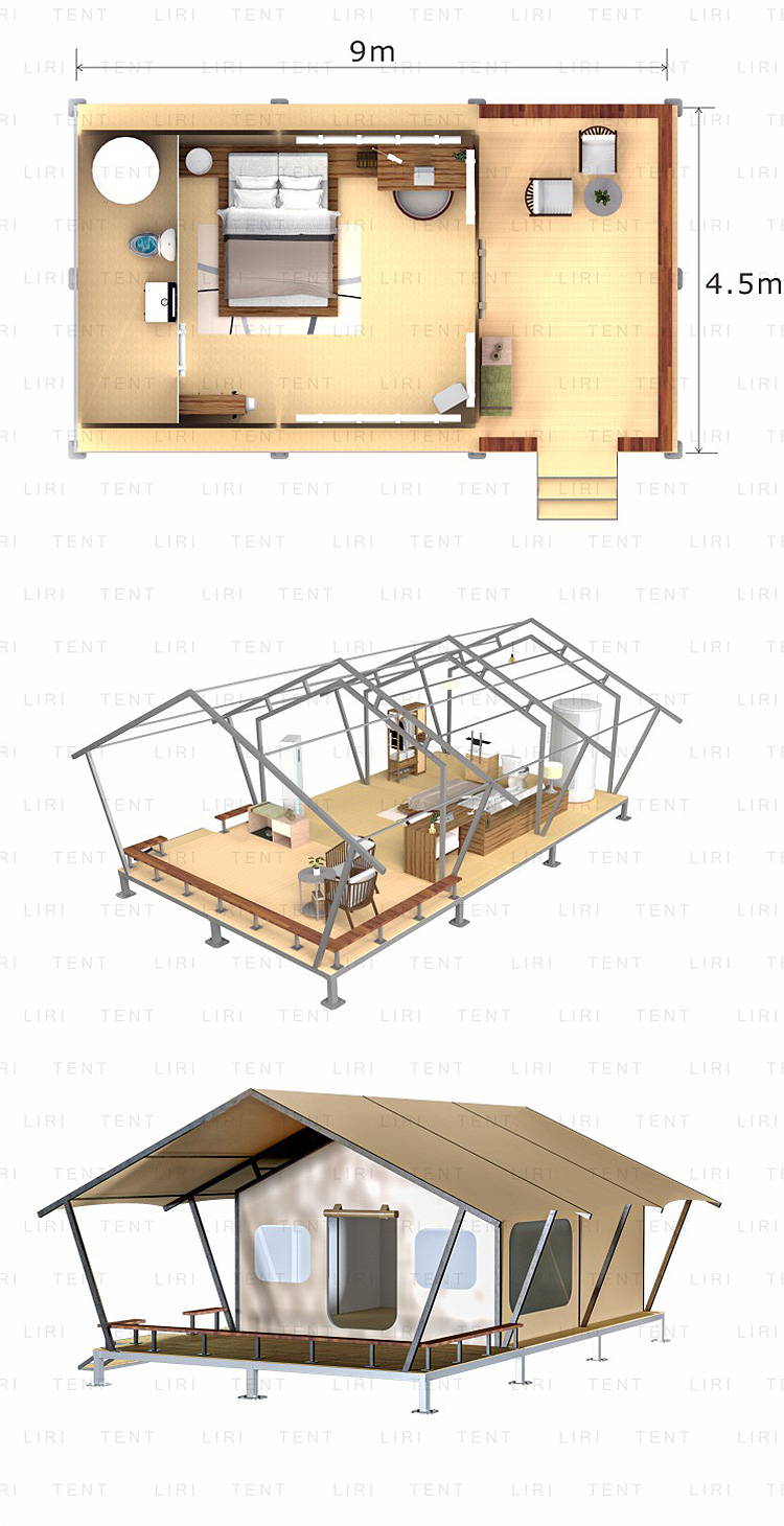 4.5m Span Luxury Glamping Tents Outdoor Desert Mongolian Nomad Safari Lodge