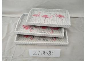 China Flower Theme Floral PU Surface Wooden Food Tray wholesale