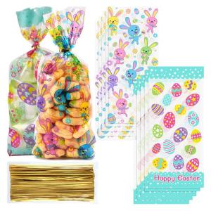 China Clear Plastic Packaging Treat Bags With Resurrected Egg / Easter Bunny Print wholesale