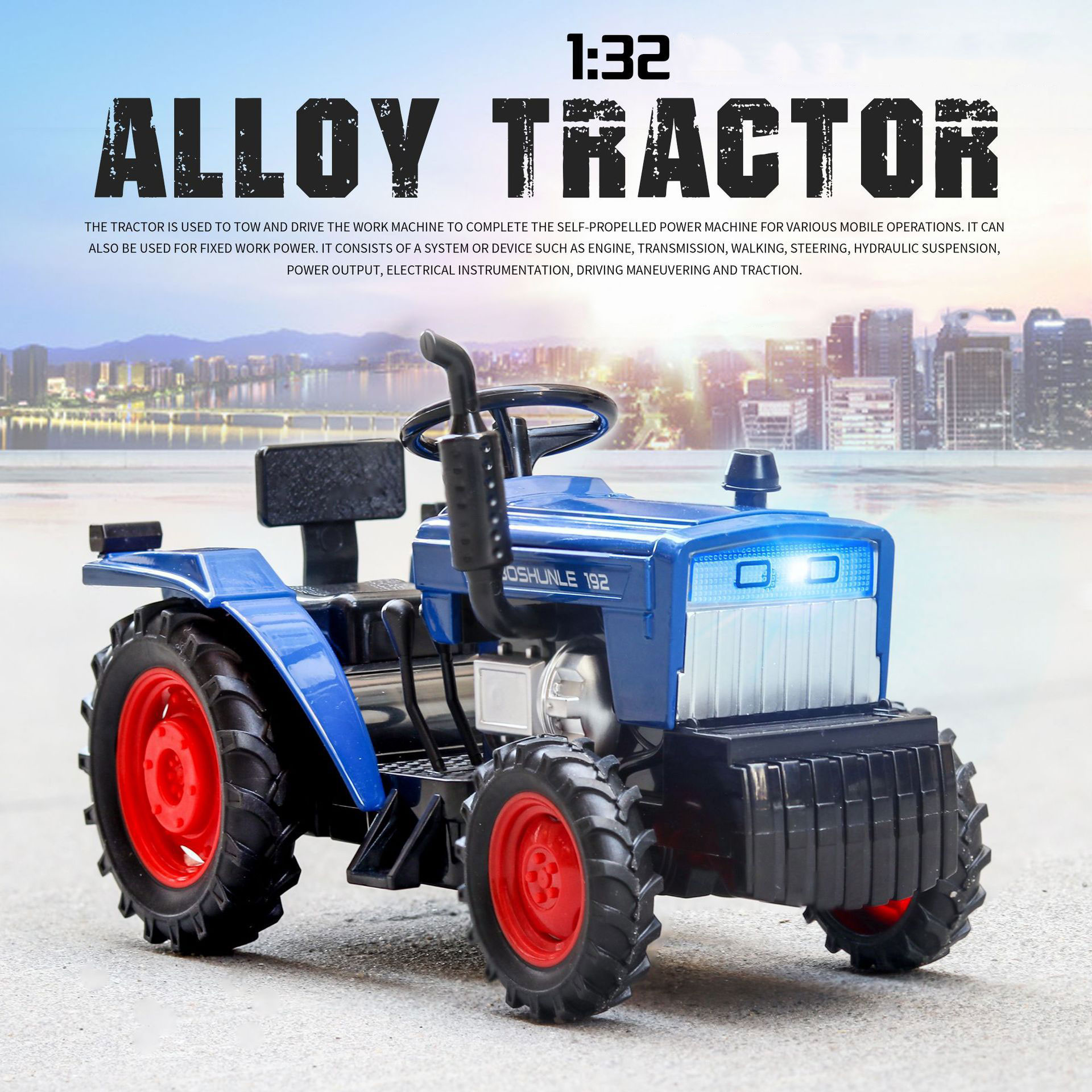 1 32 Scale Friction Toy Car Models for Farm Tractor Acousto-Optic Door Opening Children's Toy