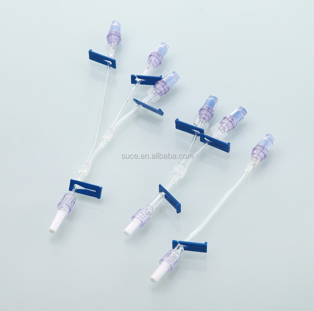 IV infusion multi-way extension tube with needle free connector/needless connector