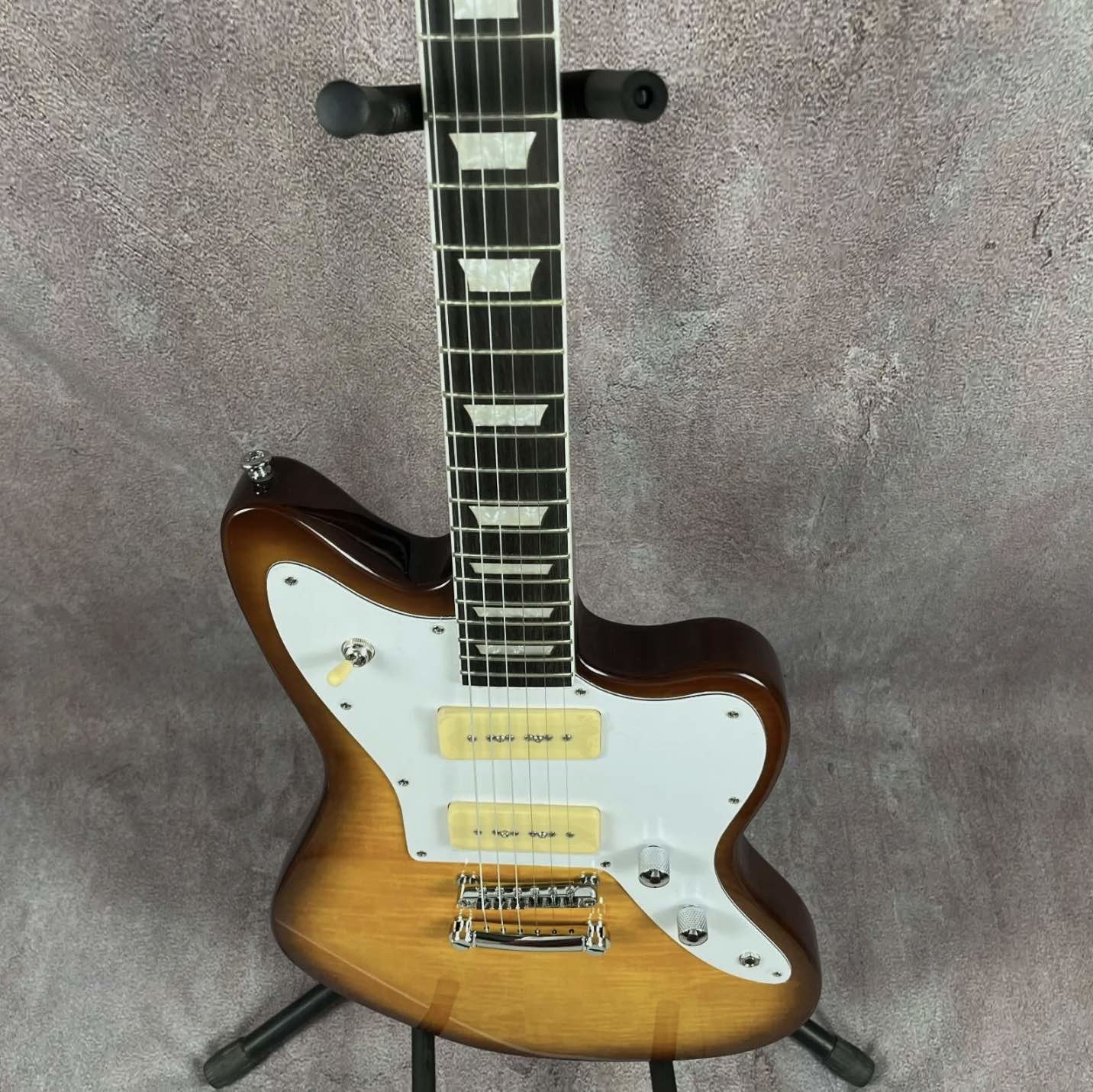 Custom Flamed Top Electric Guitar with P90 Pickups Solid Body Rosewood fingerboard