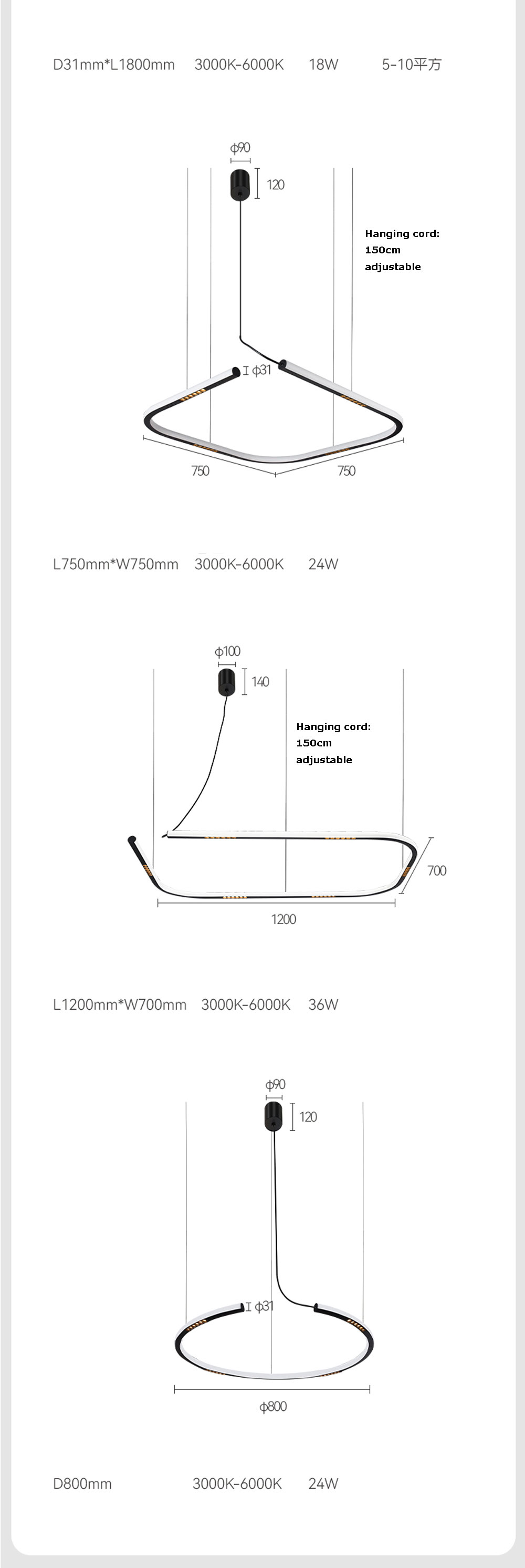 Modern Designer LED Pendant Lighting Nordic Brief Liner Pendant Lamp Anti-Dazzle Hanging Light(WH-MI-457)
