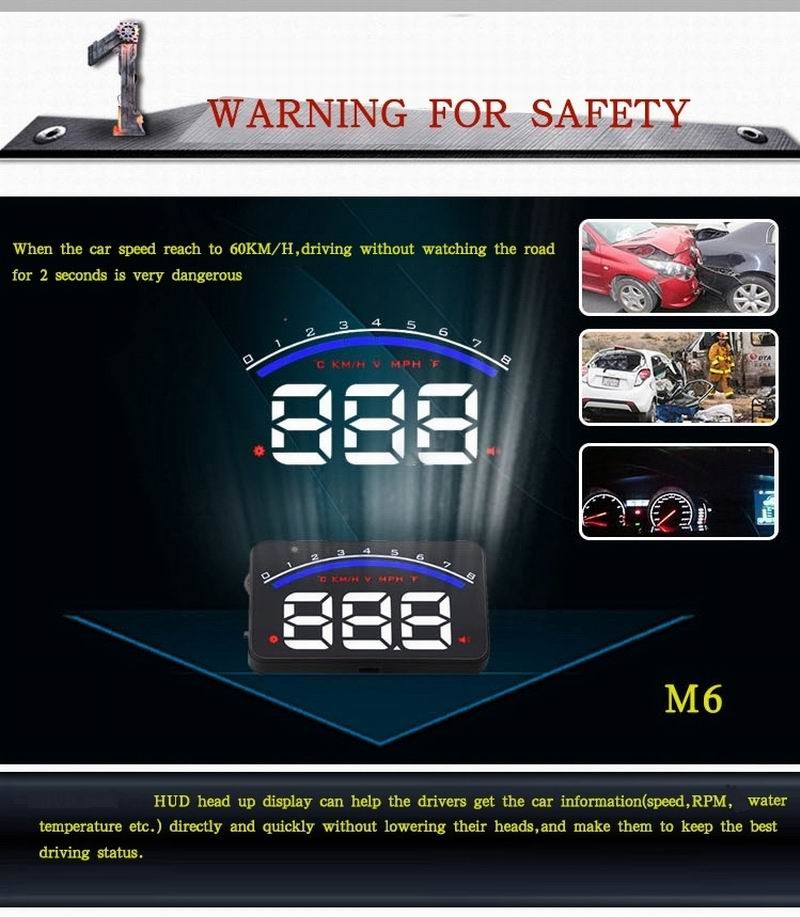 Ouchuangbo Car Head Up Display 3.5 inch Windscreen Projector OBD2 EUOBD Driving Data Display Speed RPM Water