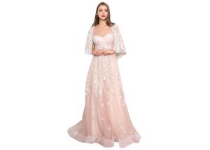 China Breathable Lace Elegant Tulle Pink Bridesmaid Dresses Long With Shawl wholesale