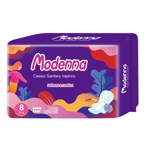 350mm Overlong Disposable Sanitary Napkin Breathable Organic Cotton Surface