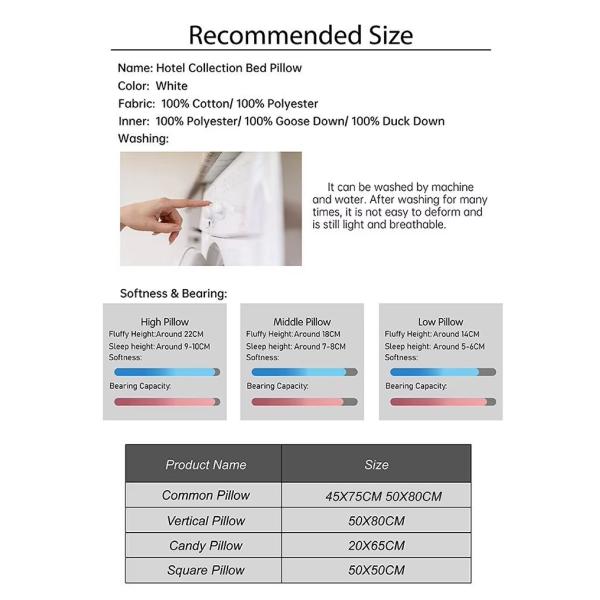 Hotel Home Luxury White Microfiber Filling Bed Pillow