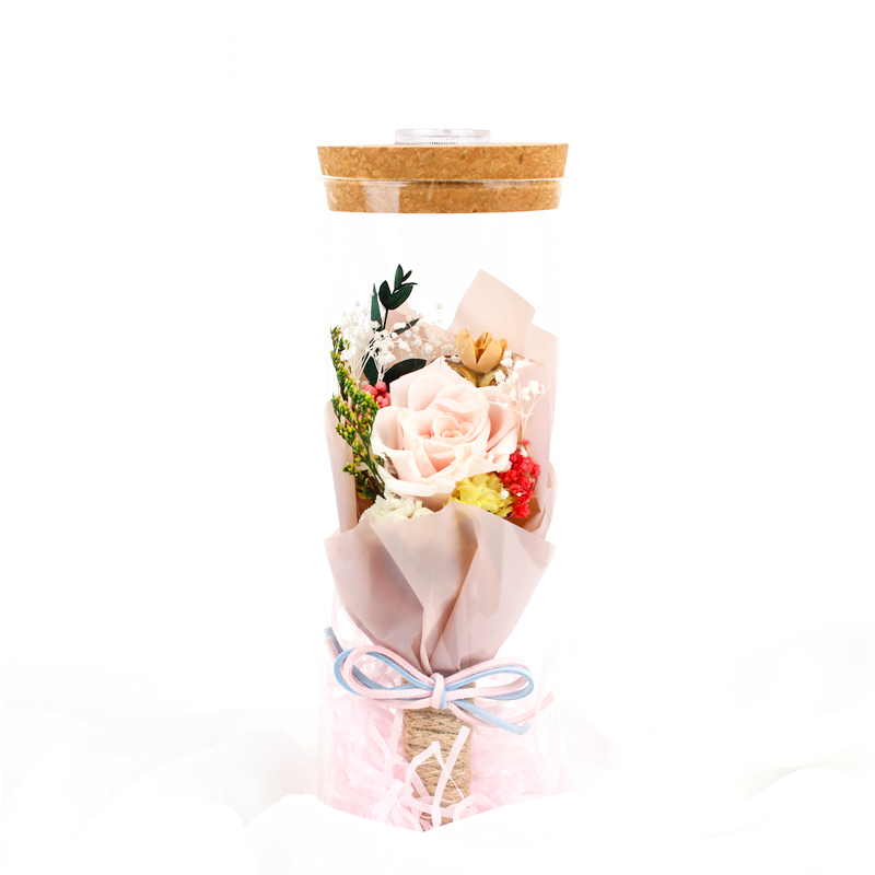Christmas Gift Preserved Rose Flower Fashional Babysbreath Wishing Bottle