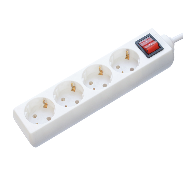 1m 2m 3m European Plug Adapter With 4 Outlet Power Strips H05VV-F 3x1.5mm2 Power Cable Eu Plug 16A for Electrical Plug