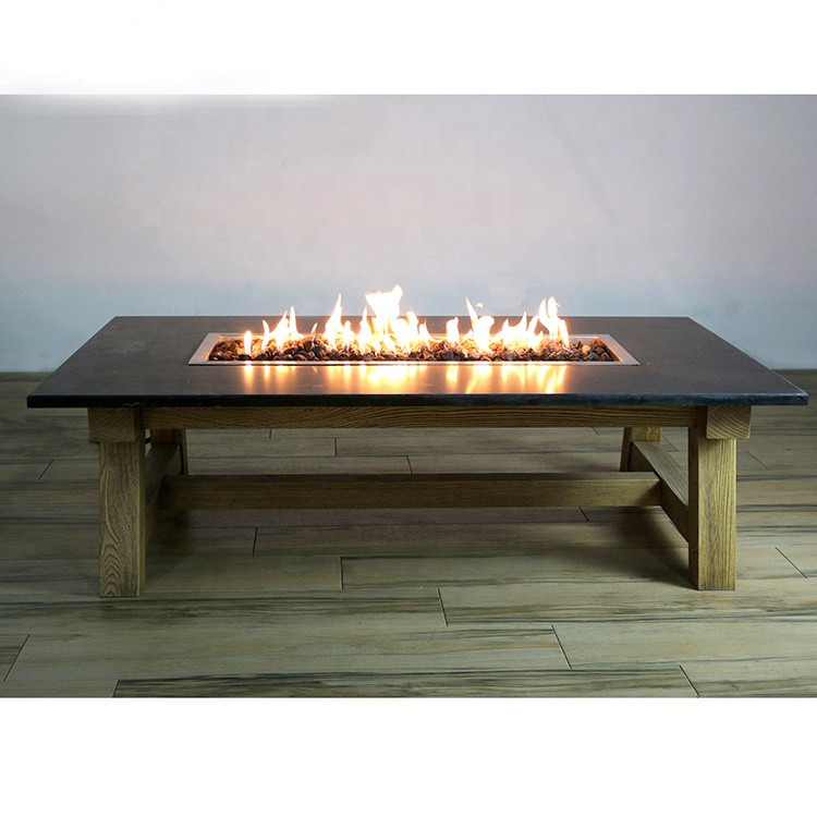 Black Indoor Decor Dining Square Fire Pit Table Rectangular Workshop Coffee