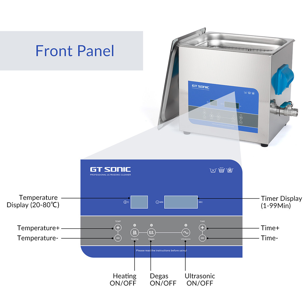 200W 10L Ultrasonic Food Cleaner Stainless Steel Jewelry For Small Metal Parts