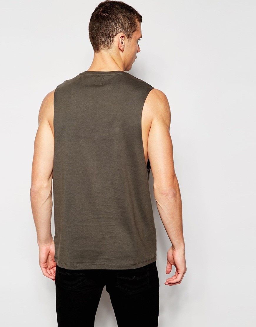cotton vest with leopard pocket and relaxed skater fit training vest