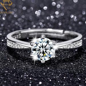 China Adjustable Womens Sterling Silver Diamond Wedding Rings wholesale