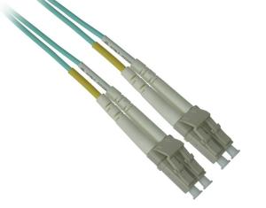 China Aqua LC Fiber Optic Patch Cables Duplex OM3 Multimode Plenum Optical Fiber Cable wholesale