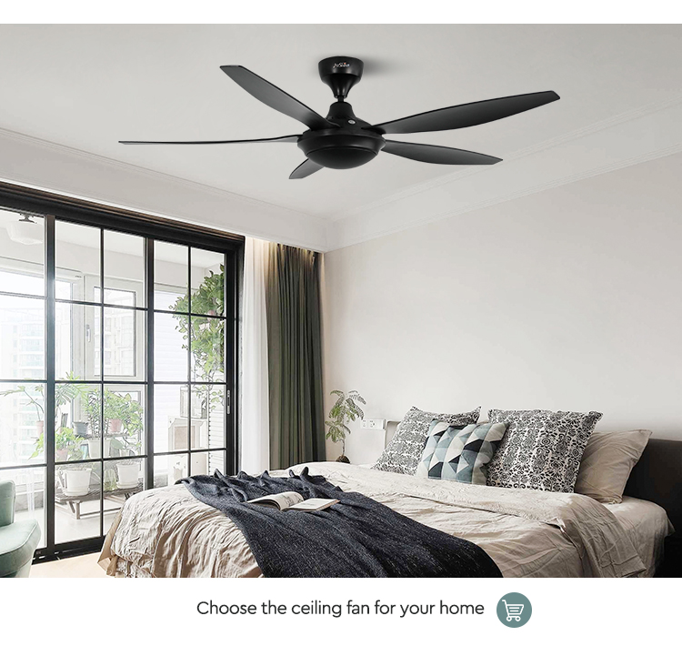 54 Inches 1stshine Black Plastic Ceiling Fan with Remote Control and Air Cooling Fan