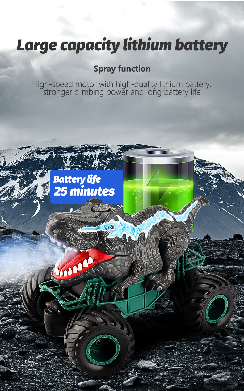 Spray Dinosaur 2.4G Remote Control Triangle Dragon King Dragon Climbing Bigfoot Vehicle