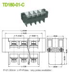 Plastic Cover 180A Panel Mount Terminal Block 21mm Perforation