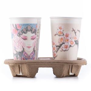 China Disposable Take Away Coffee Cup Carrier Paper Pulp For 2 Cups 4 Cups Stable wholesale