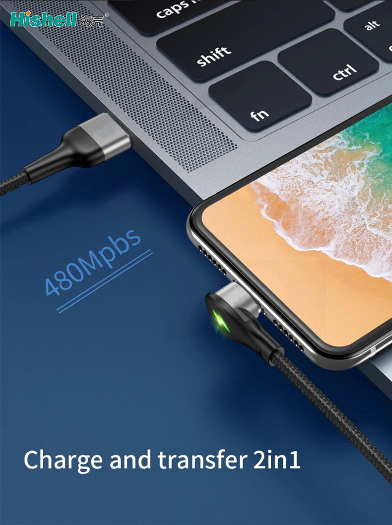 Multicolor 3A USB Magnetic Data Cable , Antiwear Magnetic Cell Phone Cords