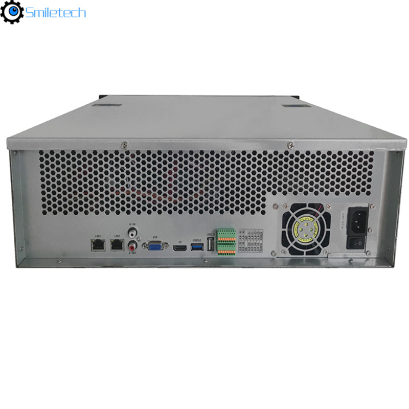 H.265 128CH 4K 5MP 16 SATA HDD 640M incoming bandwidth intelligent analysis function NVR for security project