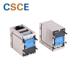 China Industrial Dual Deck RJ45 To USB Connector Voltage Rating 30V Max Customized Color wholesale