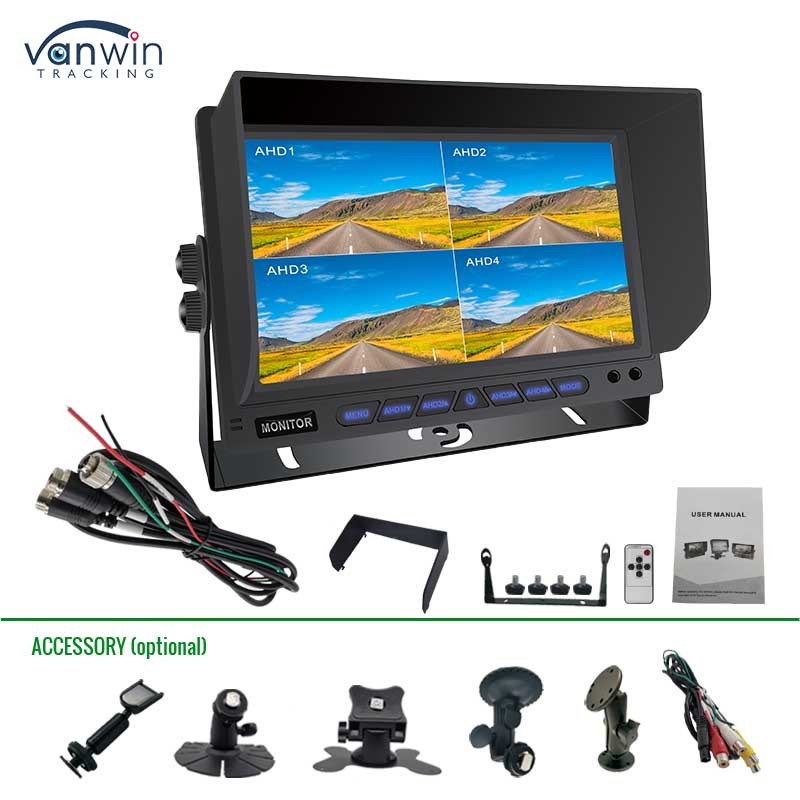 AHD/CVBS Multiple Video Mixed Input 4 Channel 7 Inch Split Display Car Monitor For Vehicle