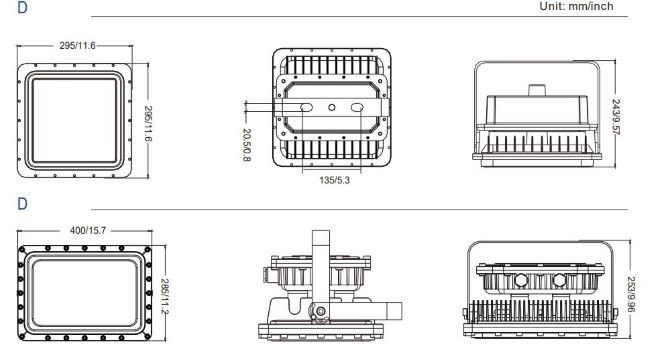 Atex Listed Explosion Proof Light Class I Division 1 Rectangular Appearance Gas Station Explosion Proof Lamp D SERIES