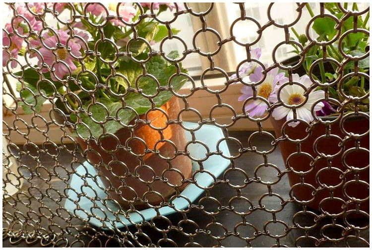 Brass and Copper Decorative Ring Mesh Curtain Decorates Your Room And Office
