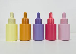 China BPA Free 1oz 30ml Cosmetic Dropper Bottle Cream Round Multiple Colors wholesale