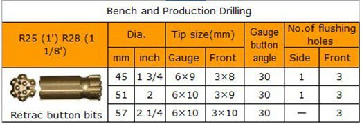 Retrac button bit R25 R28