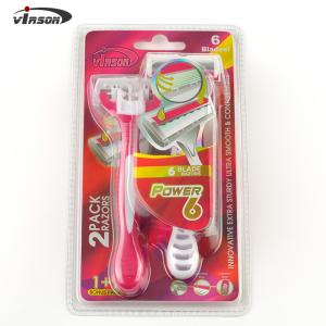 China Wholesale Custom Six Blade Open Back Women Disposable Face Shaving Razor wholesale