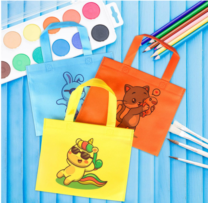 Customizable Logo Printing Wholesale Blank Reusable Rainbow Colors Non Woven DIY Gift Bags