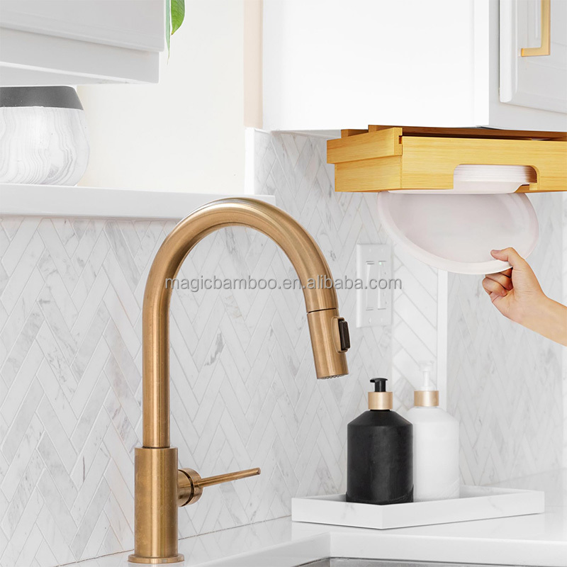 Tableware Type Dinnerware Bamboo Under Cabinet Paper Plate Dispenser for Your Kitchen