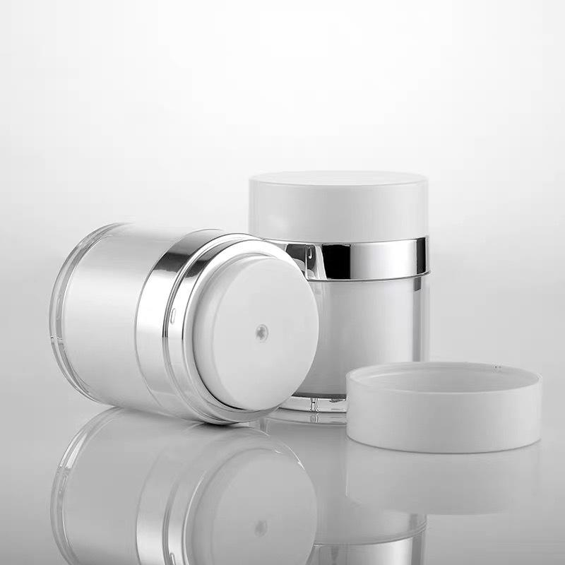 Empty Pink Eye Cream Lotion Container Double Wall Acrylic Powder Jars 30g 50g