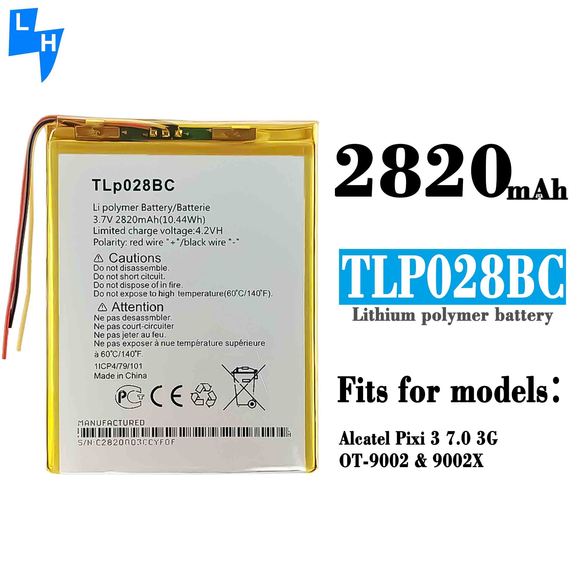 TLP028BC Battery for Alcatel Pixi3 7.0 028B2 9002 OT9002 OT8055 OT8057 2820mAh 3.7V