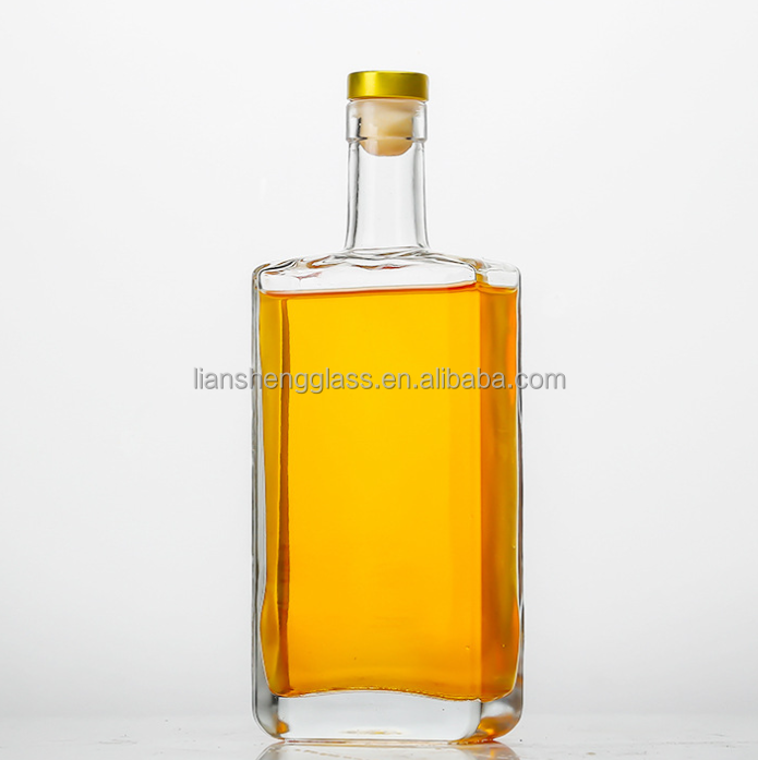 Glass Collar 500ml 700ml 750ml 1000ml Empty Liquor Bottle Vodka Gin Bottle With Cork