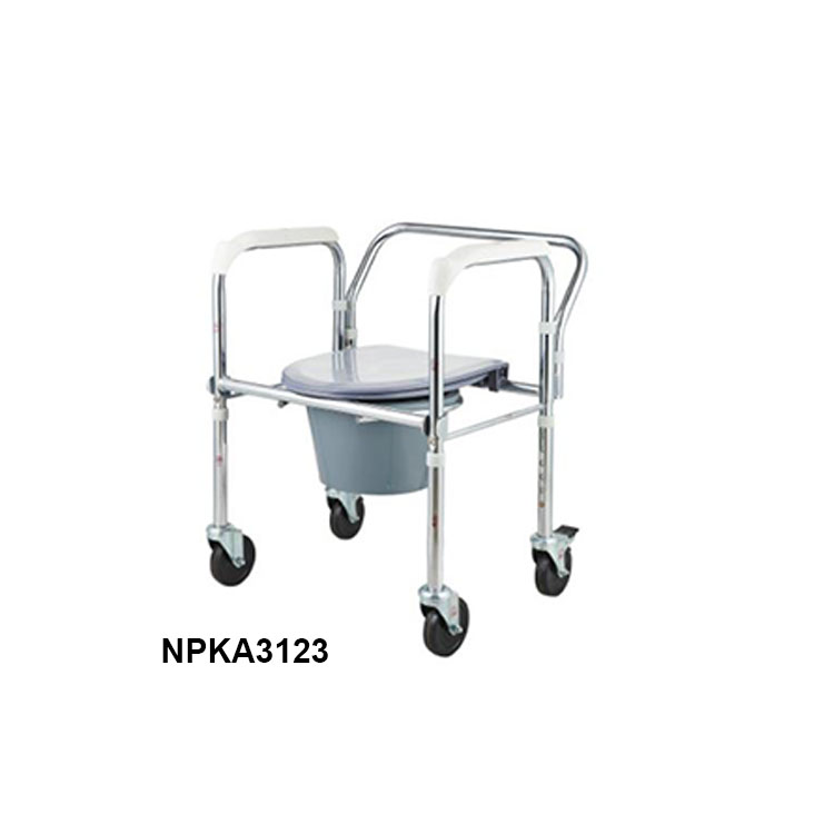Medical Commode Chair Foldable Steel Commode Wheel Chair With Bedpan
