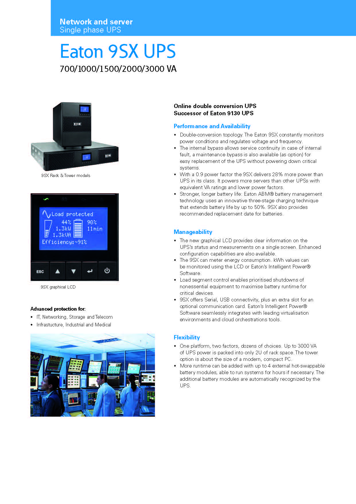 On-line 3000VA 2700W Double Conversion Networking Tower UPS With 8 pcs 12V 9Ah Battery