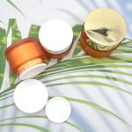 Gold Amber Cream Frosted Plastic Jars With Aluminium Anodized Caps