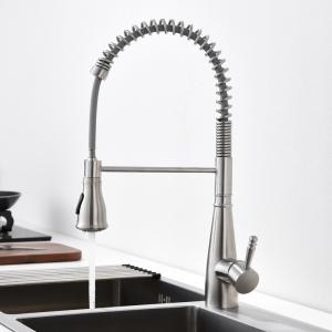 China Deck Mounted Spring Coil Kitchen Faucet Retractable With 35mm Ceramic Cartridge wholesale
