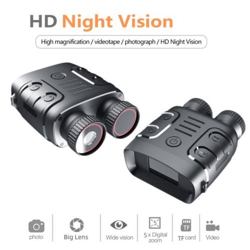 2.4" Large Viewing Screen Night Vision Goggle 5X Optical Zoom Cloudy Nights Binoculars