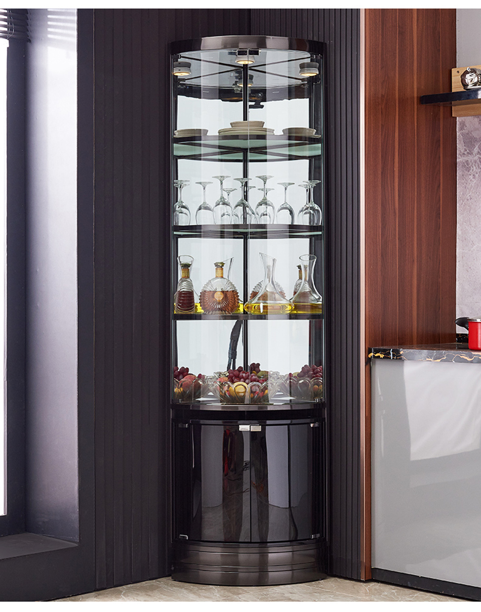 Stainless Steel Metal Frame Modern Wine Display Cabinet For Living Room