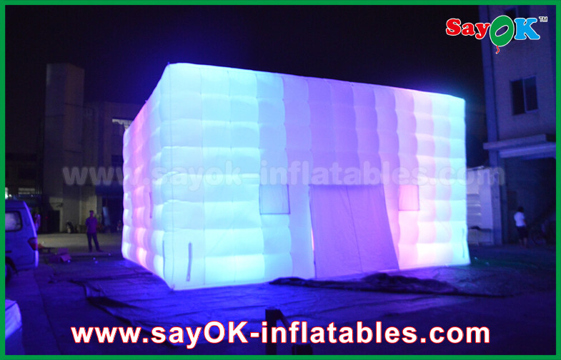 Outdoor PVC Coated Giant LED Cube Inflatable Air Tent With Blower Custom Size