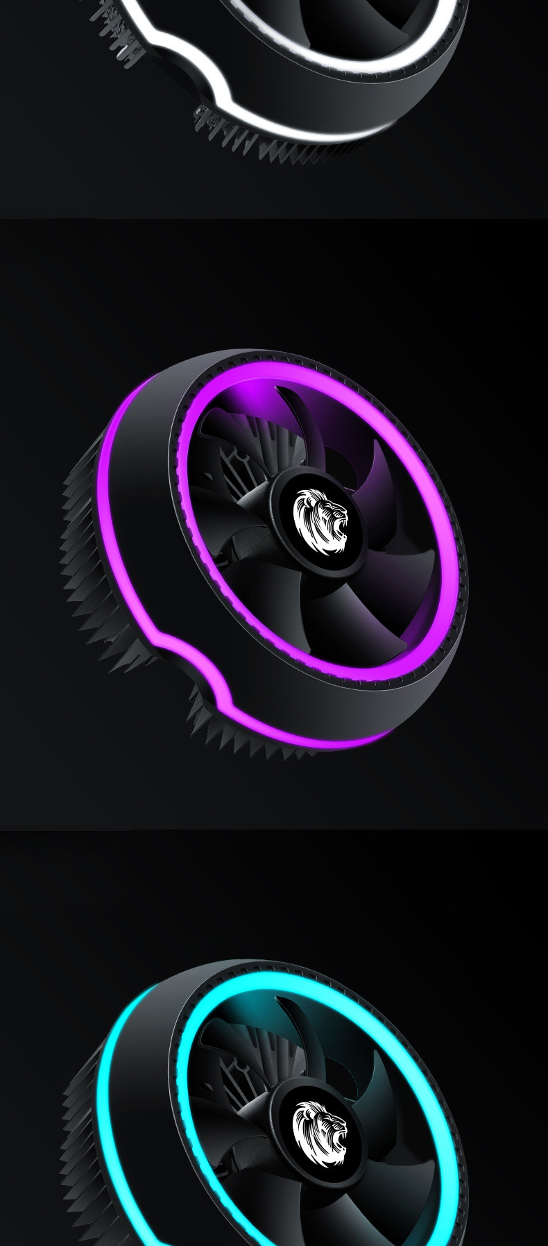 UFO High Power CPU Cooler Fans Processor Heatsink Colorful Light 2900rpm 12v PC Air 38CFM