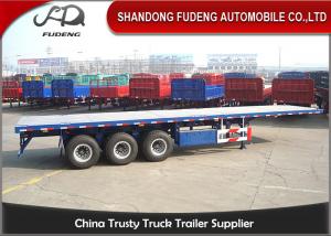China Tri-axle flatbed container semi trailer 40 ton truck trailer use on port wholesale