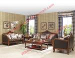 European Country Style Classic Solid Wooden Sofa Made by Italy Leather and