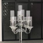 9 Branch Crystal Glass Candelabra Square Base Contemporary Crystal Candle