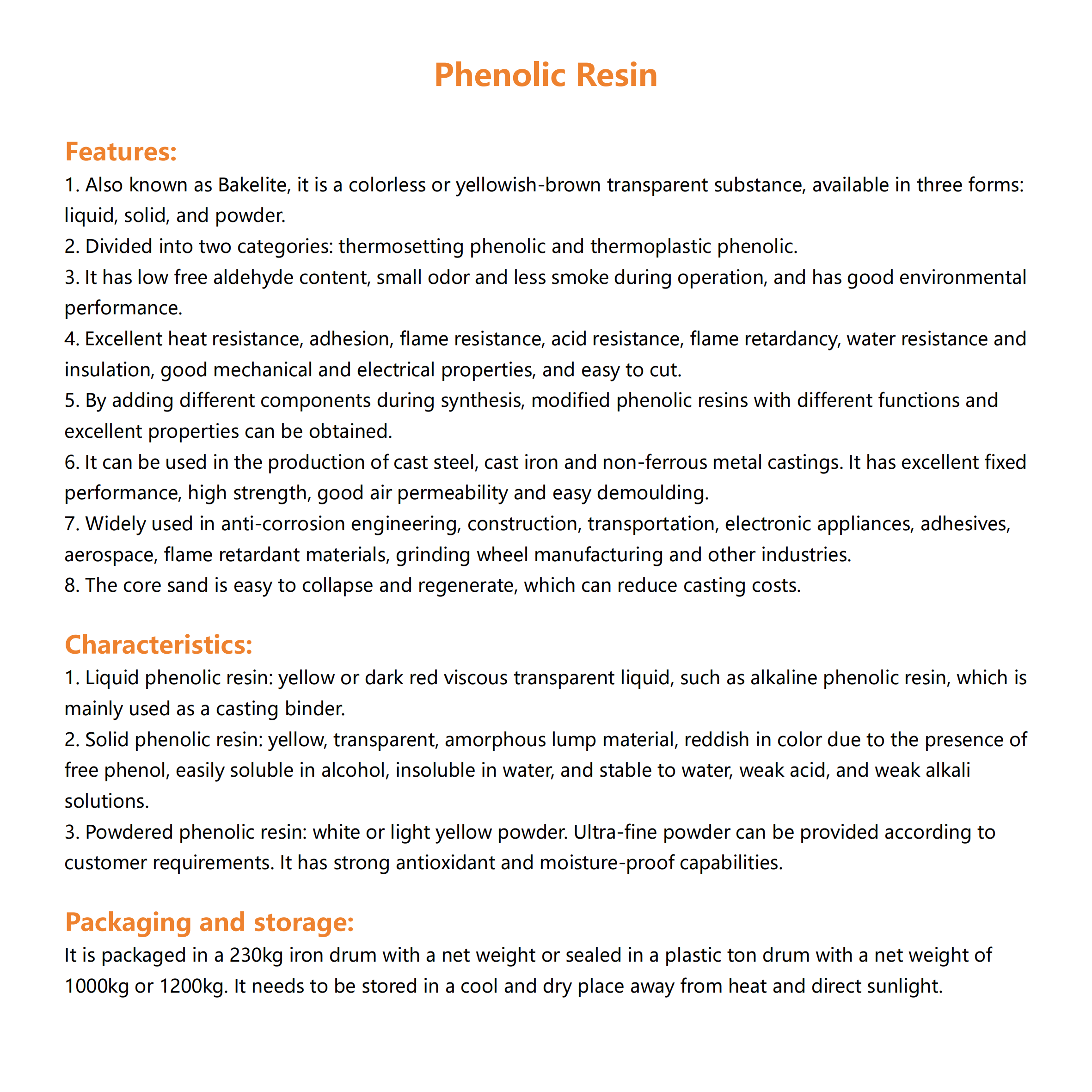 Phenol Formaldehyde Resin Liquid Trade with ISO9001 Certification at Outlet Foundry