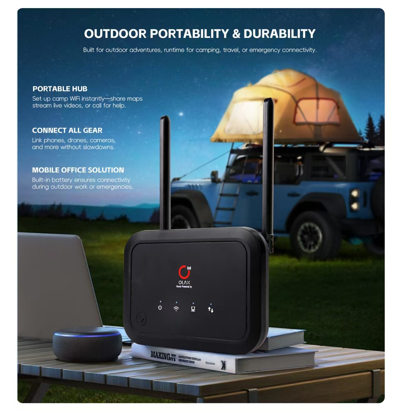 OLAX AX8 Pro CAT4 WIFI 6 5000mah Battery Europe Bands With SMA Antenna 4g Router with Sim Card