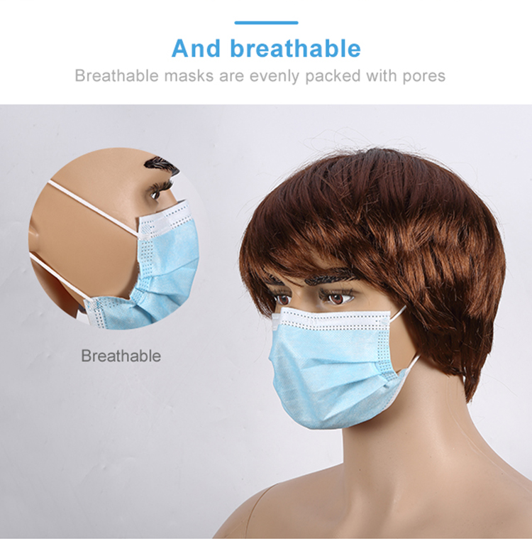 Top Quality None Wave Medical Mask Factory Surgical 3 Layers Disposable Non-woven Face Mask